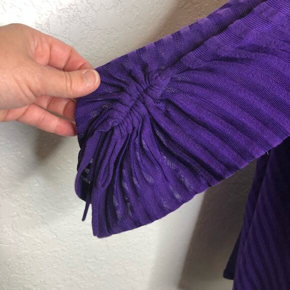 Cache purple striped tie sleeve open front cardigan size Medium - Picture 13 of 16